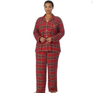Lauren Ralph Lauren Tartan Plaid Women's Pajama Set XL Flannel Crest COZY Preppy